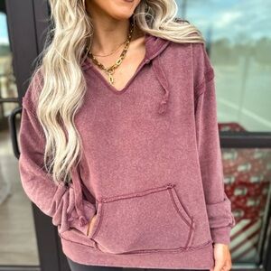 NWT- Brushed French Terry Knit Hoodie